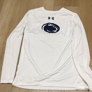 Under Armour White Long-Sleeve Performance Tee with Navy Penn State Logo
